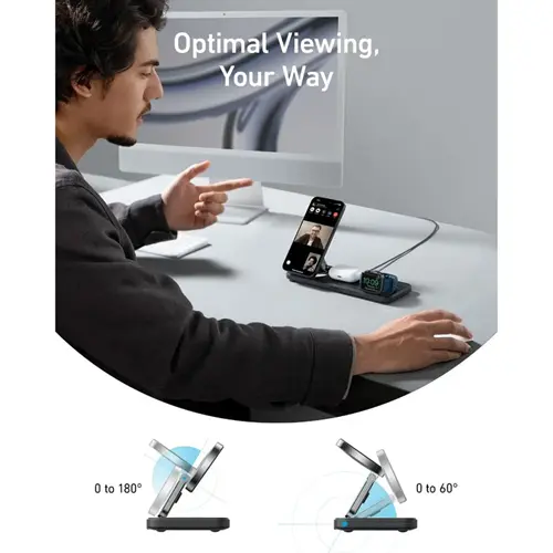 شارژر رومیزی انکر مدل MagGo Wireless Charging به همراه شارژر دیواری 40 وات انکر و کابل USBC به طول 1.5 متر (7)